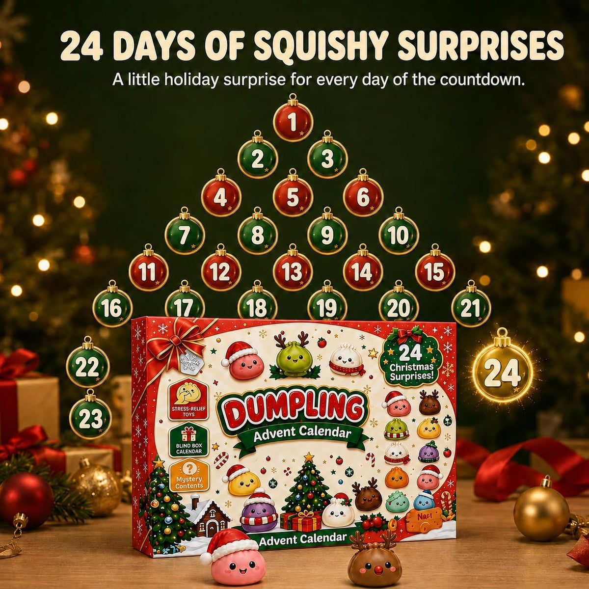 Dumpling Squishy Advent Calendar — 24 Days of Christmas Surprises